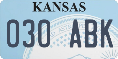 KS license plate 030ABK
