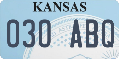 KS license plate 030ABQ