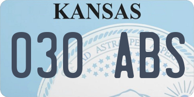 KS license plate 030ABS