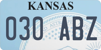 KS license plate 030ABZ