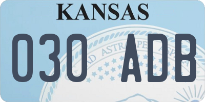 KS license plate 030ADB