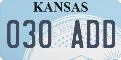 KS license plate 030ADD