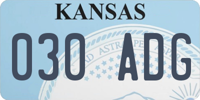 KS license plate 030ADG