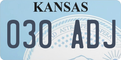KS license plate 030ADJ