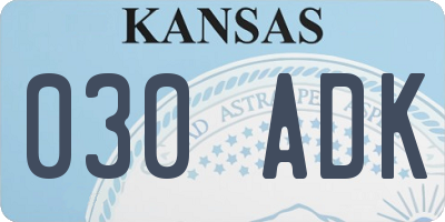 KS license plate 030ADK