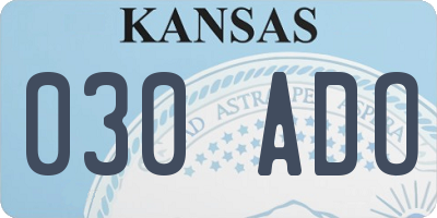 KS license plate 030ADO