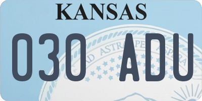 KS license plate 030ADU