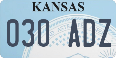 KS license plate 030ADZ