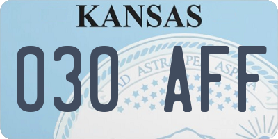 KS license plate 030AFF