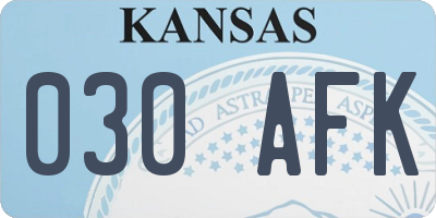 KS license plate 030AFK