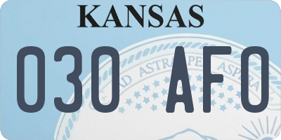 KS license plate 030AFO