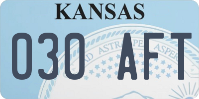 KS license plate 030AFT
