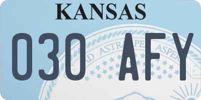 KS license plate 030AFY