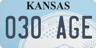 KS license plate 030AGE