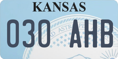 KS license plate 030AHB