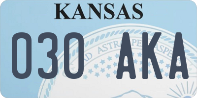 KS license plate 030AKA
