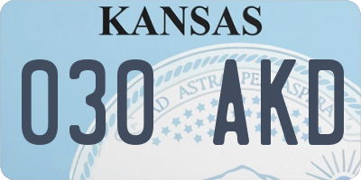 KS license plate 030AKD