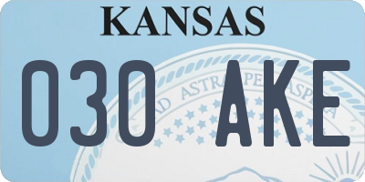 KS license plate 030AKE