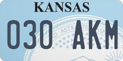KS license plate 030AKM