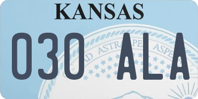 KS license plate 030ALA