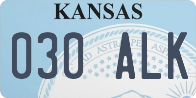 KS license plate 030ALK