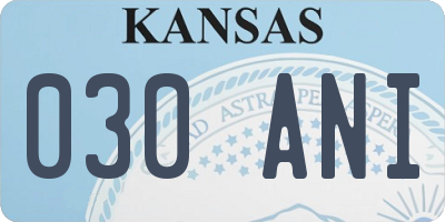 KS license plate 030ANI