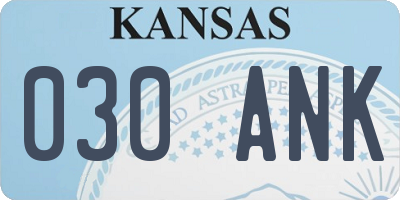 KS license plate 030ANK