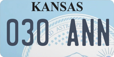 KS license plate 030ANN