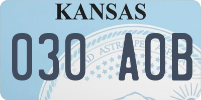 KS license plate 030AOB
