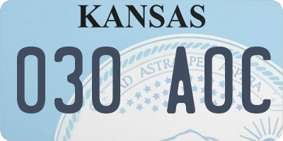 KS license plate 030AOC