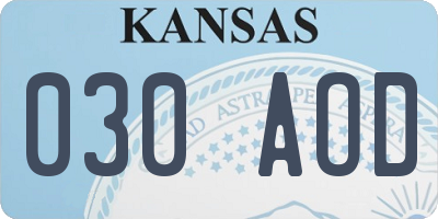 KS license plate 030AOD