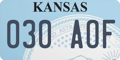 KS license plate 030AOF