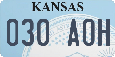 KS license plate 030AOH