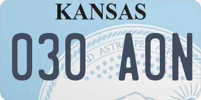 KS license plate 030AON