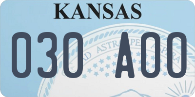 KS license plate 030AOO