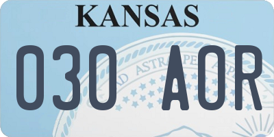 KS license plate 030AOR