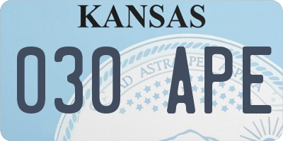 KS license plate 030APE