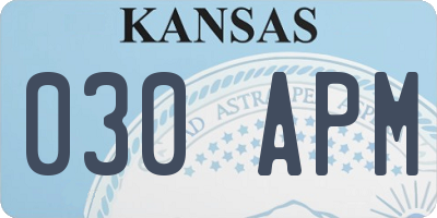KS license plate 030APM