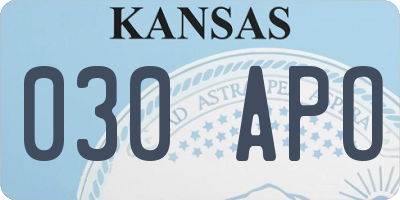 KS license plate 030APO