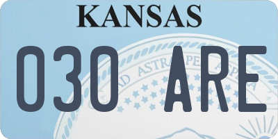 KS license plate 030ARE