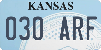 KS license plate 030ARF