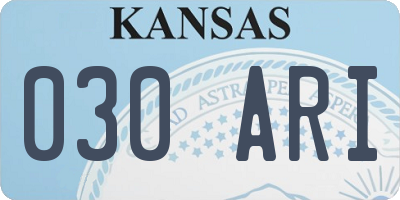 KS license plate 030ARI