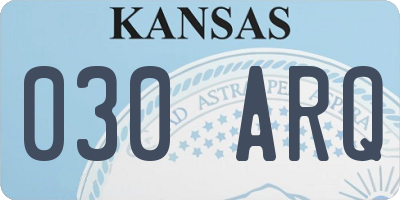 KS license plate 030ARQ