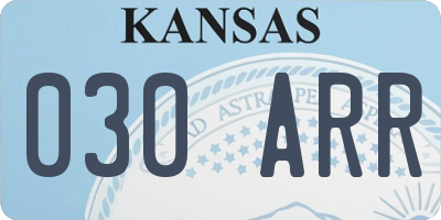 KS license plate 030ARR