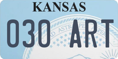 KS license plate 030ART