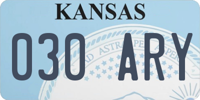 KS license plate 030ARY
