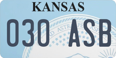 KS license plate 030ASB
