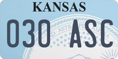 KS license plate 030ASC