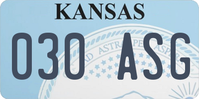 KS license plate 030ASG