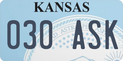 KS license plate 030ASK
